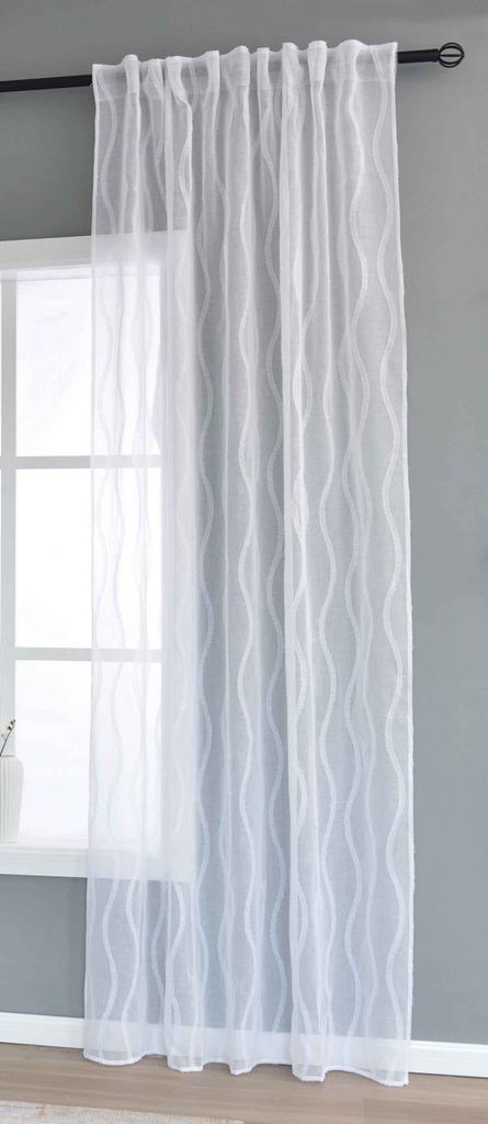Gardine HxB 245x145 cm Natur Waves »VALENCIA« Multiband Aufhängung Scherli Transparent Leinen-Optik, 2023420