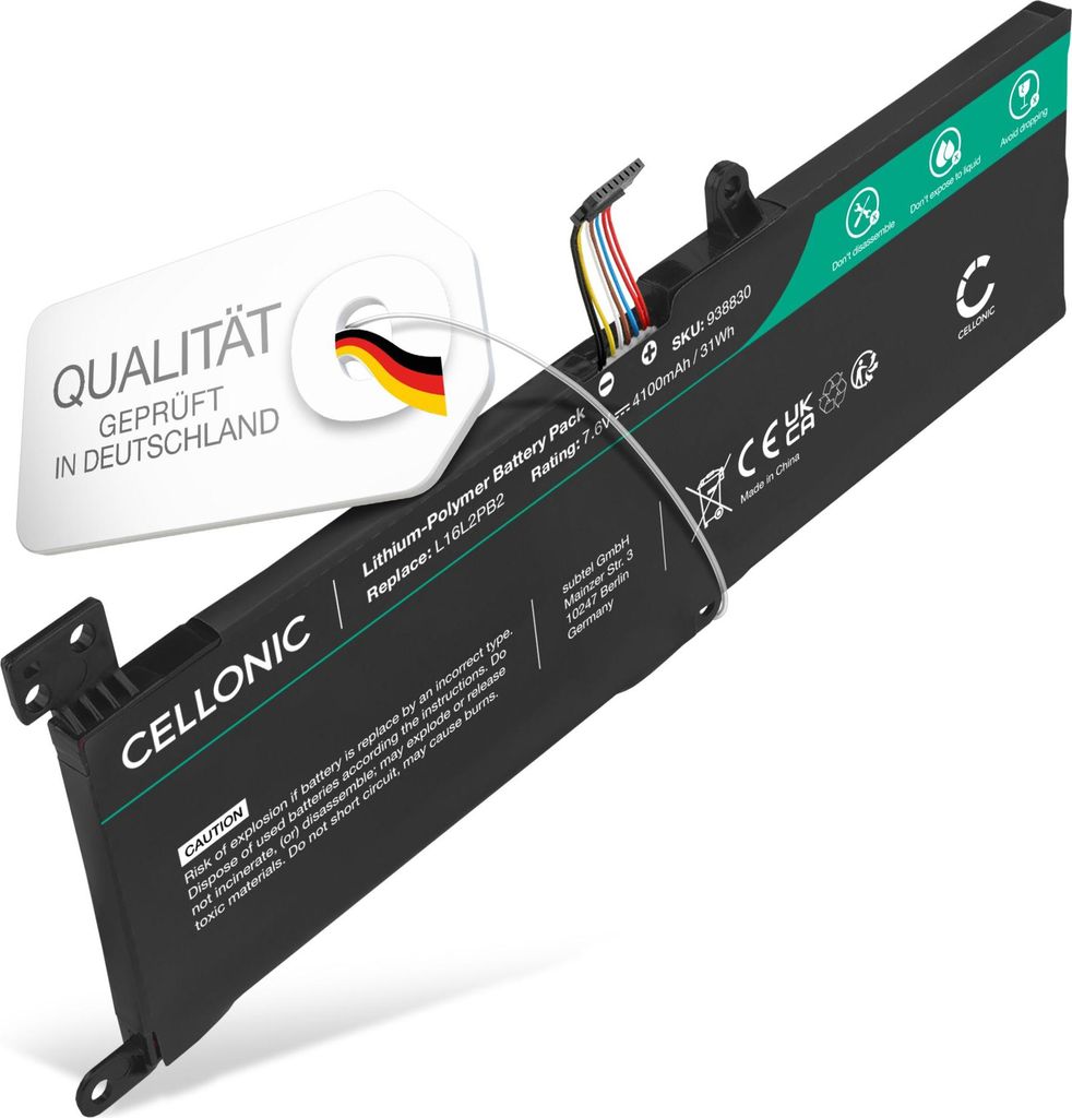CELLONIC 1x Akku für Notebook Kompatibel mit Lenovo IdeaPad 320, V15 ADA, V15 IIL, L16M2PB2 - (4100mAh, 7.6V)