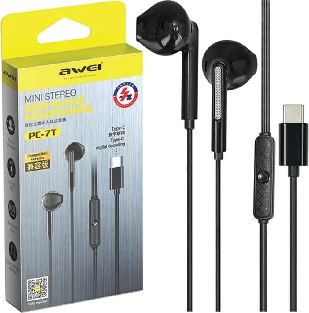 Migliori Cuffie USB-C Economiche: Awei PC-7T Stereo 1.2M Nero