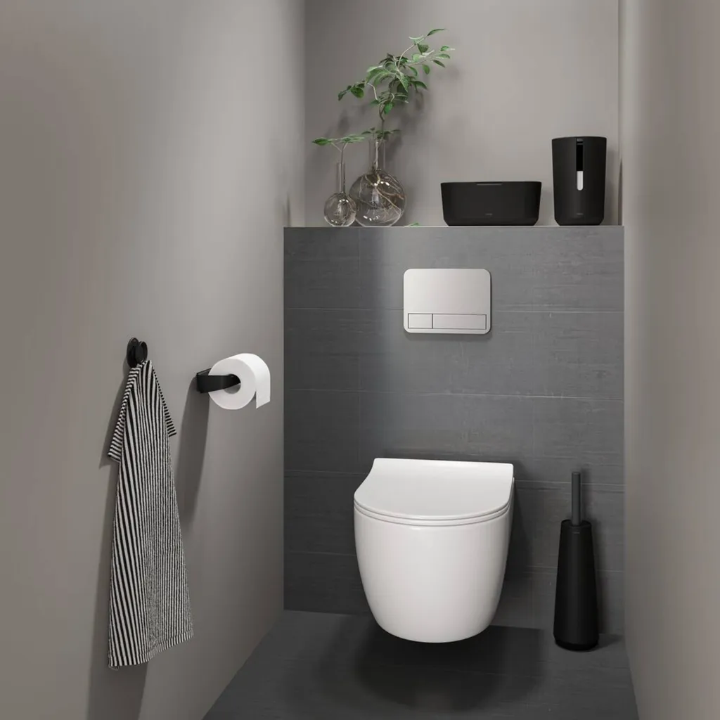 Brosse WC sur pied Tiger Tess design anthracite avec tête flexible Swoop