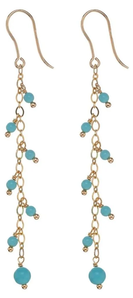 Boucles d'oreilles en turquoise pour femme avec finition plaquée or