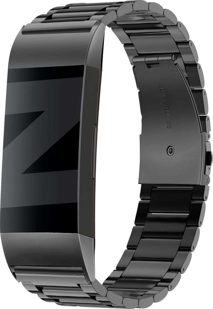 Bandz Stahlband 'Classic' passend für Fitbit Charge 3 - Schwarzes Stahlband