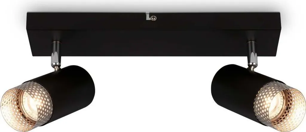 Spot de plafond double noir chrome mat GU10 pour zones sombres