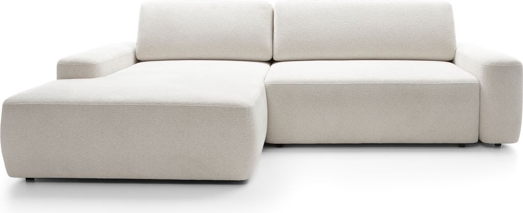 DomoHome Sofa BOULI 4-Sitzer Mit Raven-Stoff,Integrierte Schlaffunktion 130x210cm,Lichtechtheit,Freistehend,Bettzeugbehälter,264x162x82cm,Linke-Se...