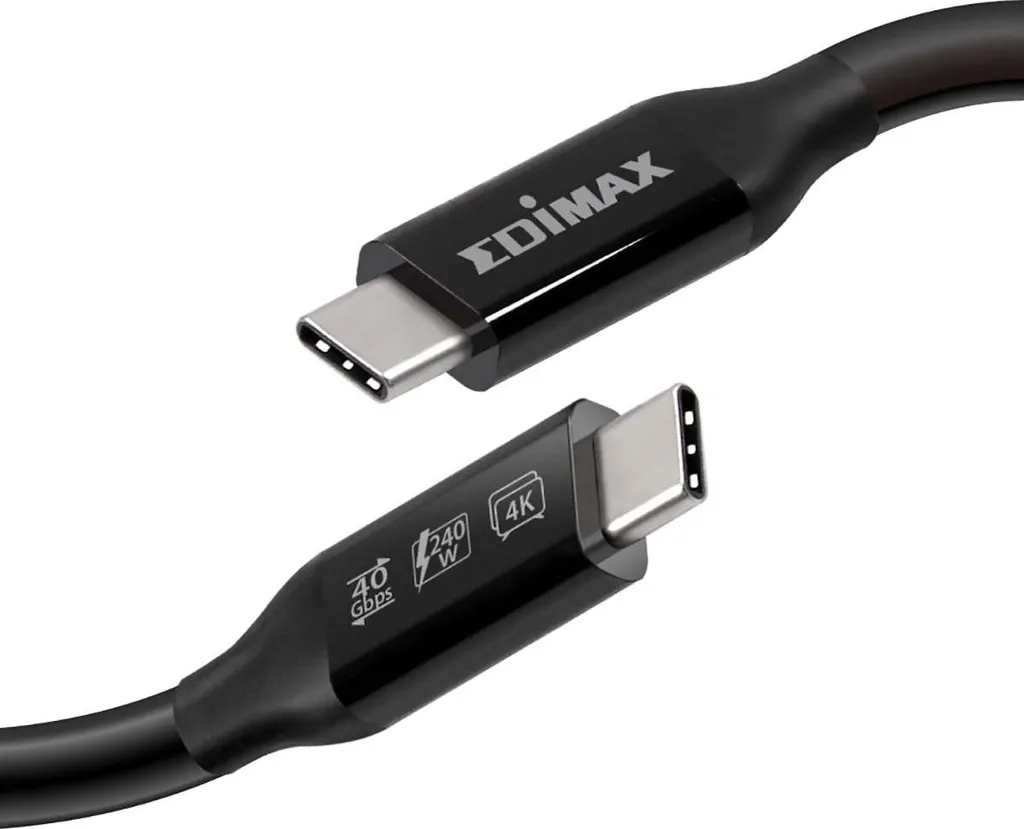 Câble USB4 2m EDIMAX 40Gbps : Solution Charge Rapide & Vidéo 5K TB3
