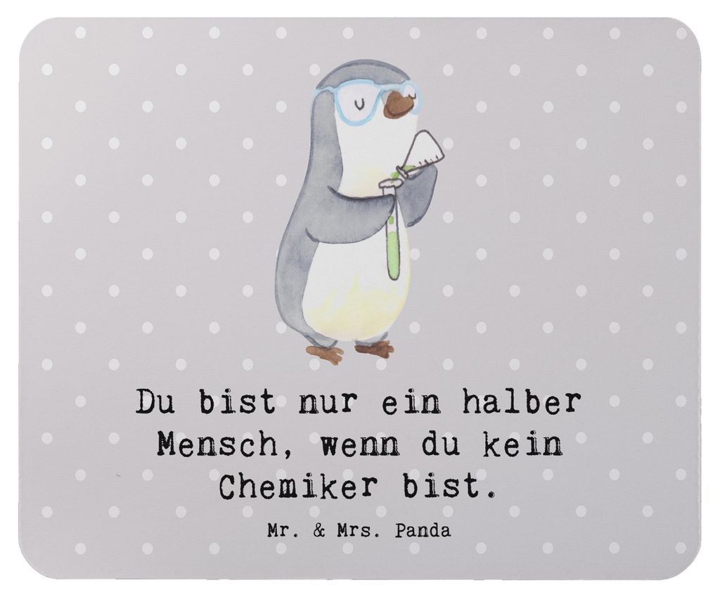 Mr. & Mrs. Panda Mousepad Chemiker Herz - Grau Pastell - Geschenk, Forschung, Mauspad, laptop, Studium, Wissenschaftler, mousematte, Mouse Pad, Lab...