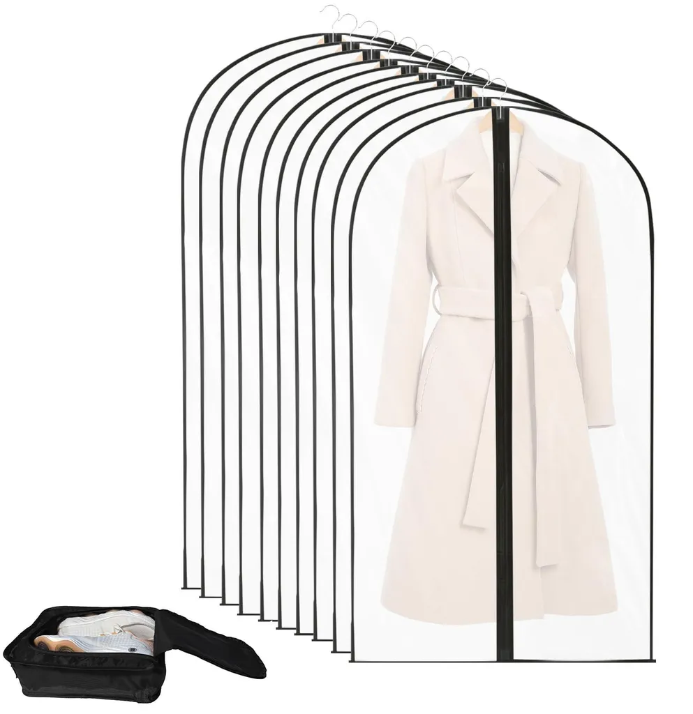 Housses vêtements anti-poussière transparentes et rangement chaussures