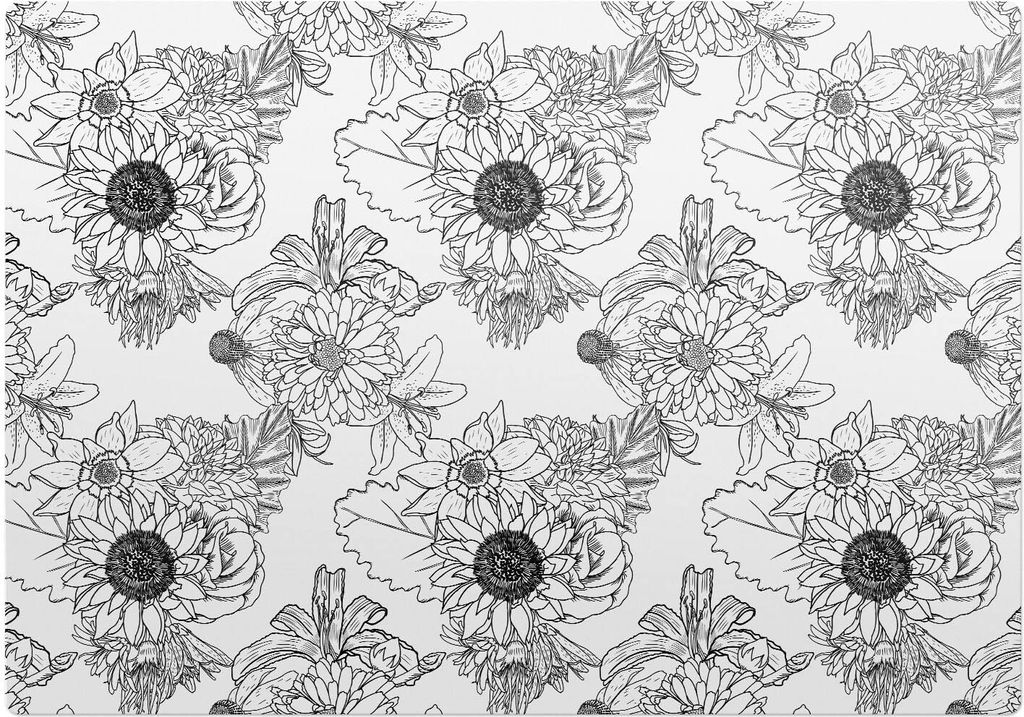 Florales Lineares Muster – Bodenschutzmatte – Rutschfest – Schutzmatte für Büro – Vinylmatte – Stuhlunterlage – 100 x 100 cm