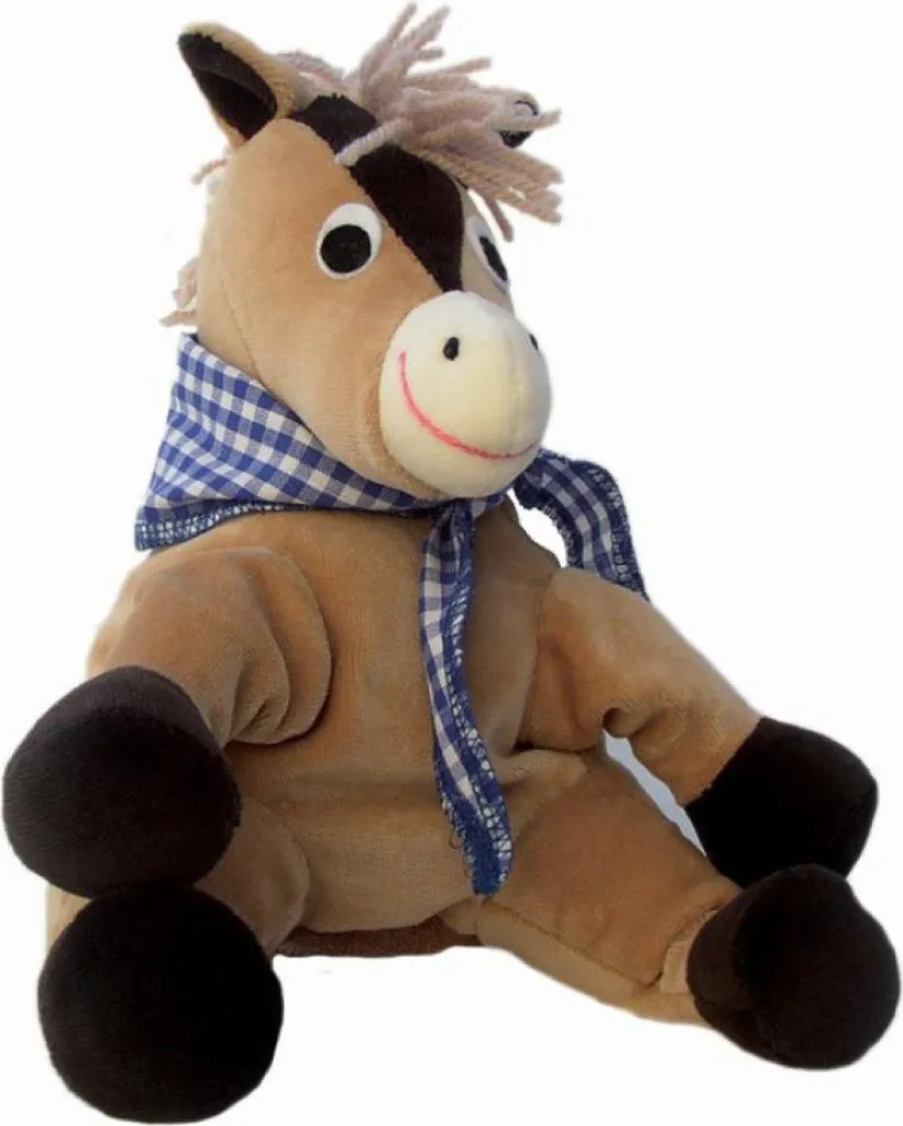 Marionnette cheval en peluche douce de 30 cm pour spectacle enfant