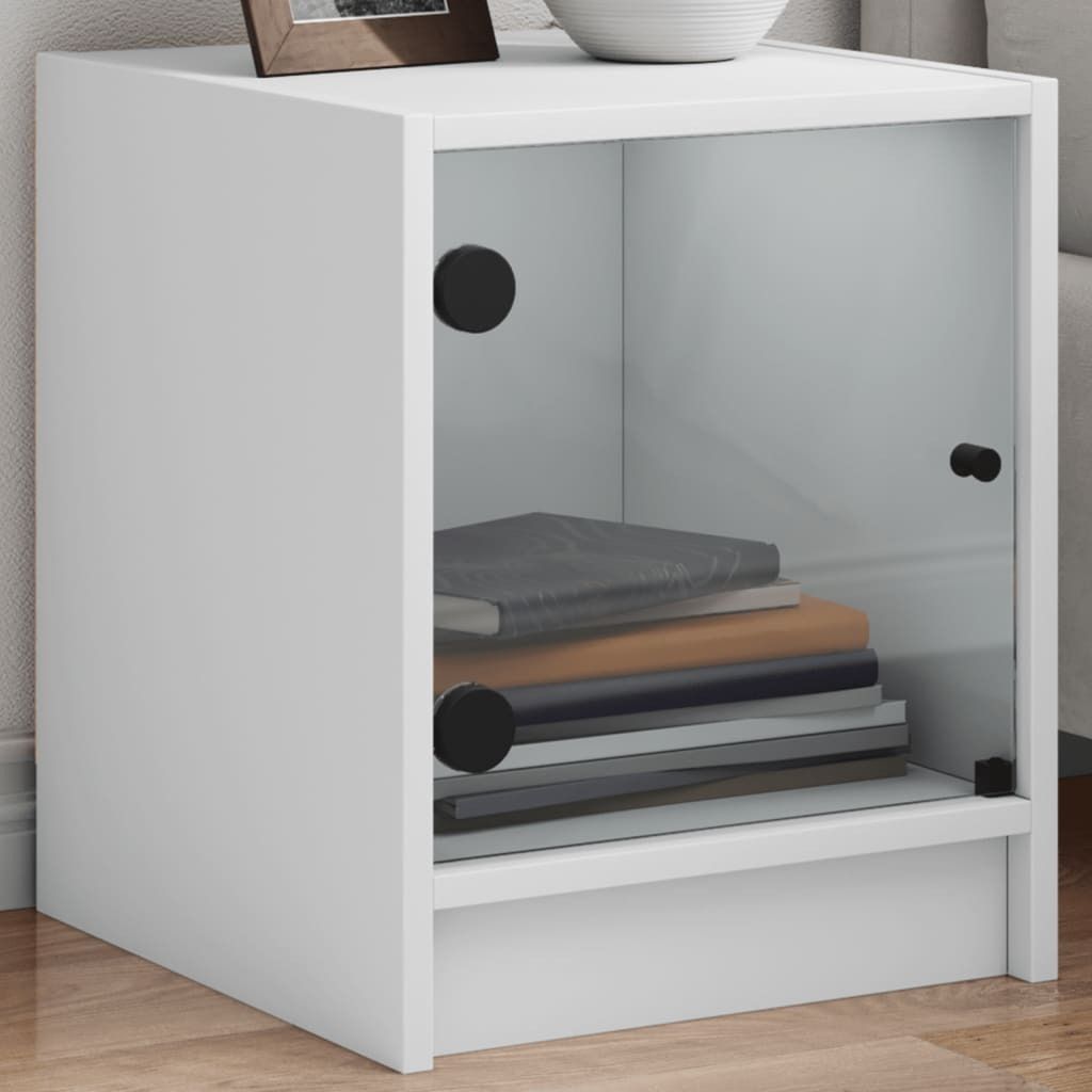 Maison Exclusive - Nachttische mit Glastüren 2 Stk. Weiß 35x37x42 cm