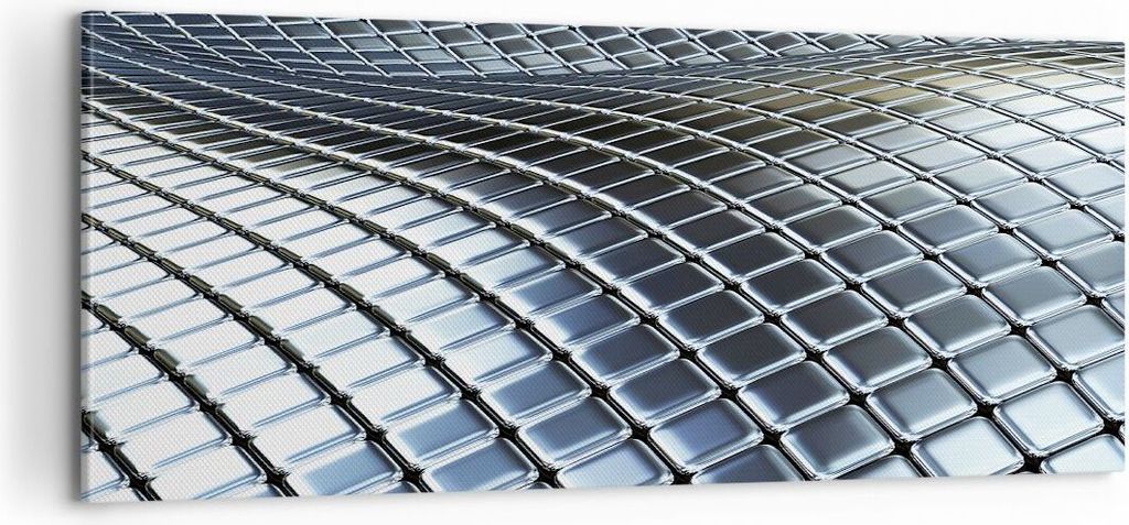 Bild auf Leinwand - Leinwandbild - Metall Matte Chrom Aluminium - 100x40cm - Wand Bild - Wanddeko - Leinwanddruck - Bilder - Kunstdruck - Wanddekor...