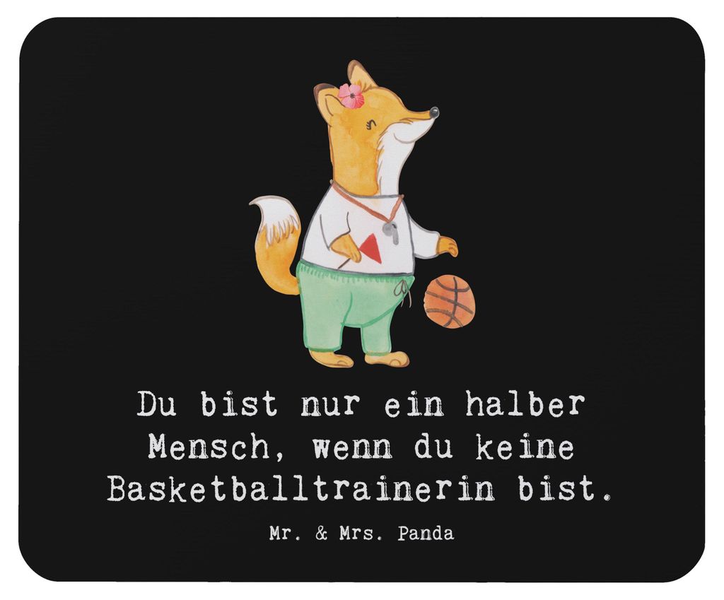 Mr. & Mrs. Panda Mousepad Basketballtrainerin Herz - Schwarz - Geschenk, Basketballerin, Mouse Pad, mousematte, Mauspad, Verein, computer, Basketba...