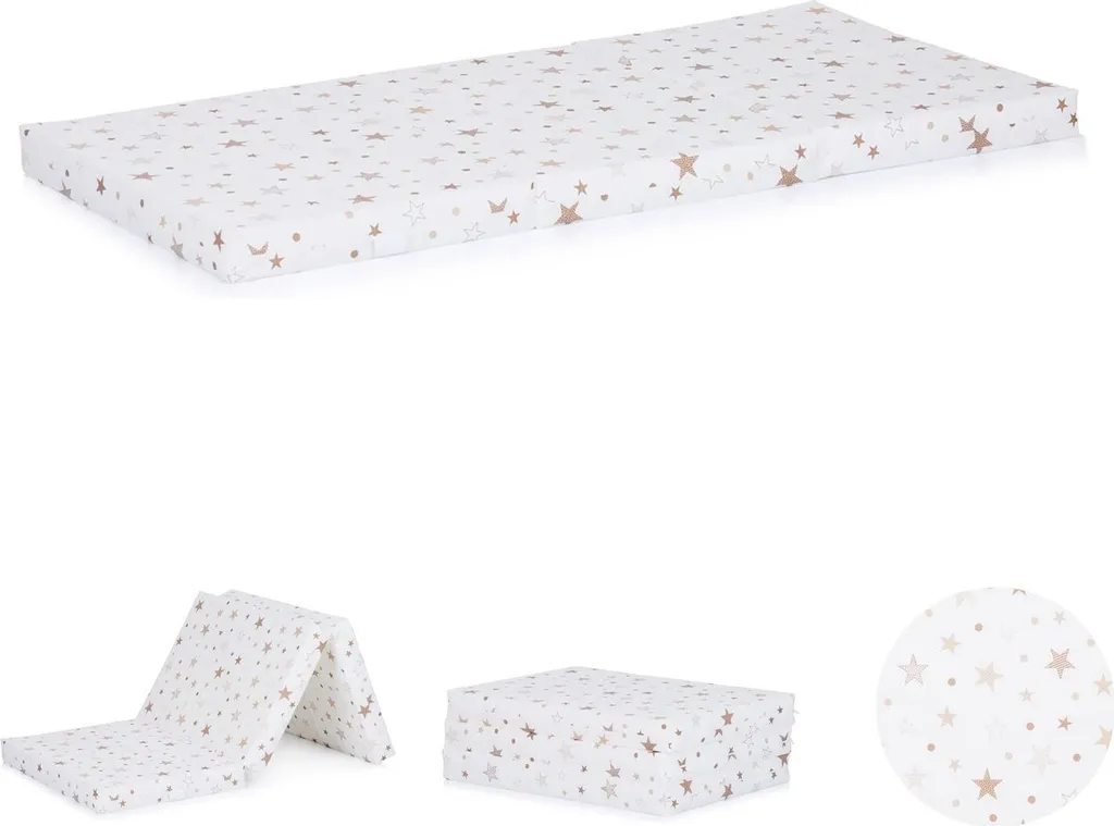 Matelas de sol et voyage pour bébé 120x60 cm Stars pliable et beige