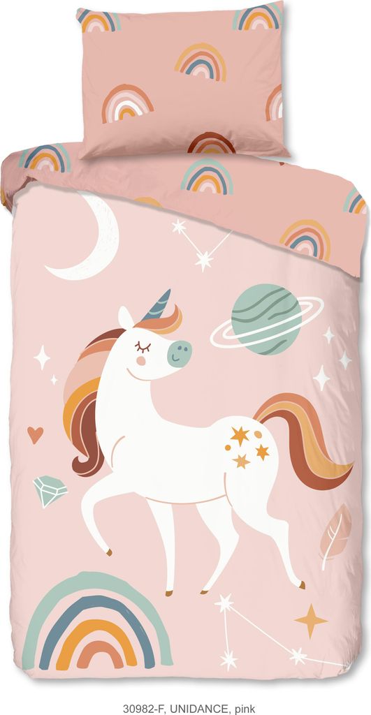 Good Morning Kinder Bettwäsche mit Einhorn- 140x200 cm- 100% Baumwolle