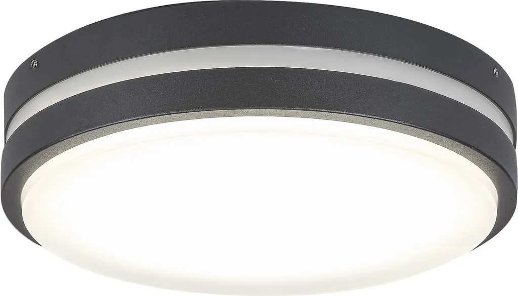 Plafonnier LED Extérieur Rond Hamburg Anthracite 900lm Blanc Neutre
