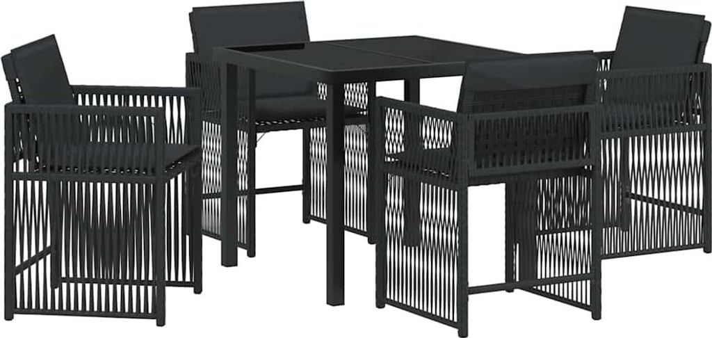 Garten Essgruppe 5 pcs Schwarz Poly-Rattan