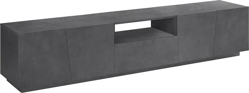 Banc TV Grand Format 220 cm Gris Ardoise Azzurras avec Tiroir de Rangement