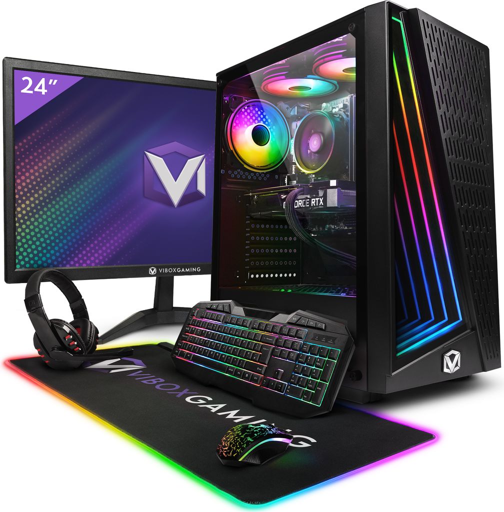 Vibox V-72 Gaming PC Set Komplett - Monitor 23 Zoll - AMD Ryzen 5 5500 4,1 GHz - Nvidia GTX 1660 Super 6 GB - 16 GB RAM - 1 TB SSD - Windows 11 - WiFi