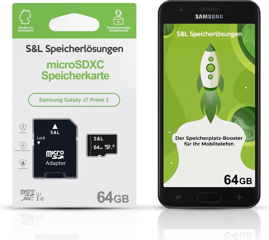 microSD Speicherkarte S&L für Samsung Galaxy J7 Prime 2 - Speicherkapazität: 64 GB