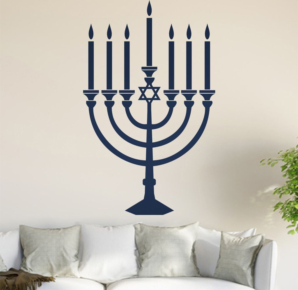 Menora Wandtattoo in 6 Größen - Wandaufkleber Wall Sticker - Dekoration, Küche, Wohnzimmer, Schlafzimmer, Badezimmer