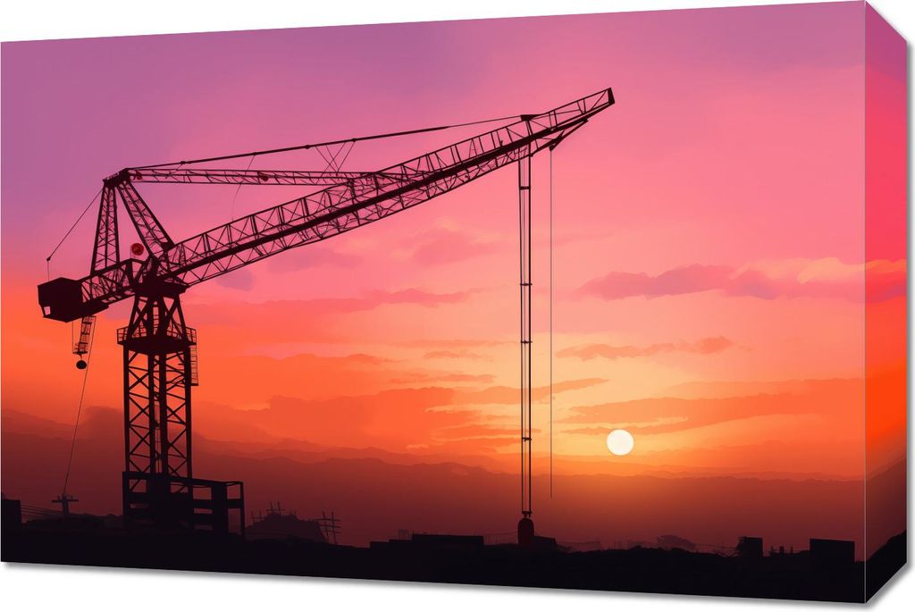 Bild 60x40cm Abendstimmung auf der Baustelle