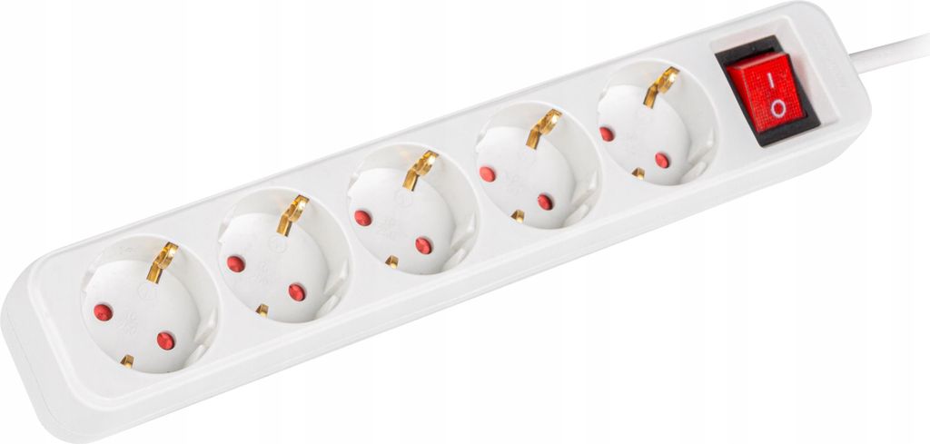 Lanberg Steckdosenleiste 5x Schuko mit Schalter, 3m weiß Obrázek produktu 