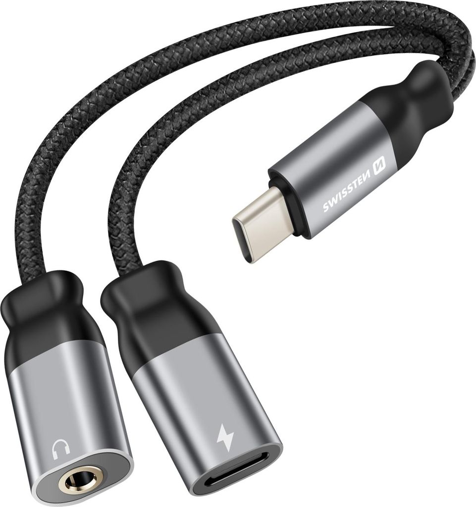 Swissten, adattatore di ricarica USB-C 2in1 audio/3,5 mm in Immagine del prodotto 