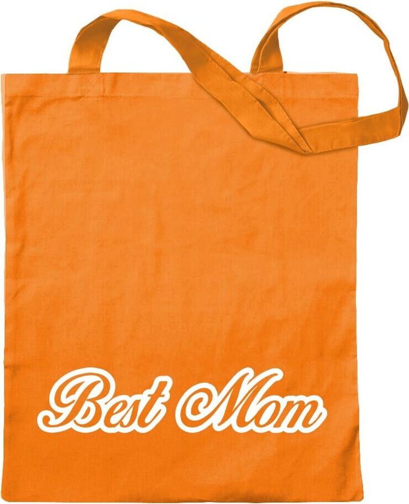 Kiwistar - Baumwolltasche - mandarin - Best Mom Mutter Familie - Tragetasche Stoffbeutel Umhängetasche Langer Henkel