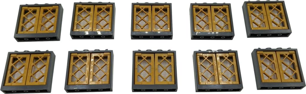 LEGO 1x4x3 Fenster Golden Grauer Rahmen für Haus, Gebäude NEU! Menge 50x