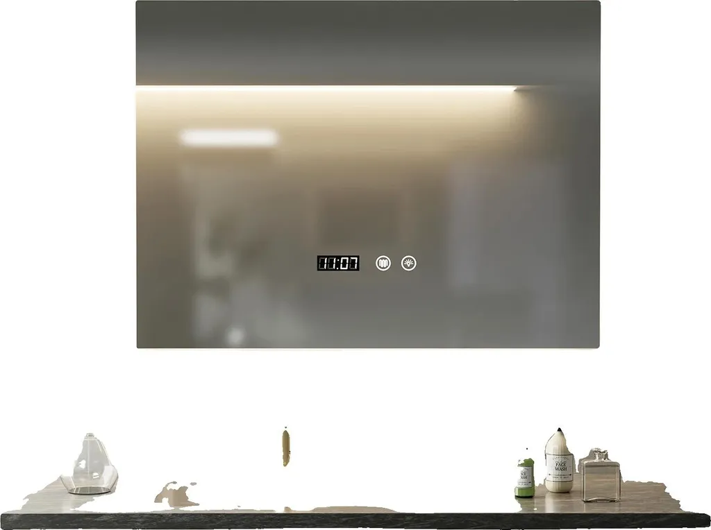 Miroir Mural de Bain 70x50 cm LED : Solution Anti-buée avec Port USB