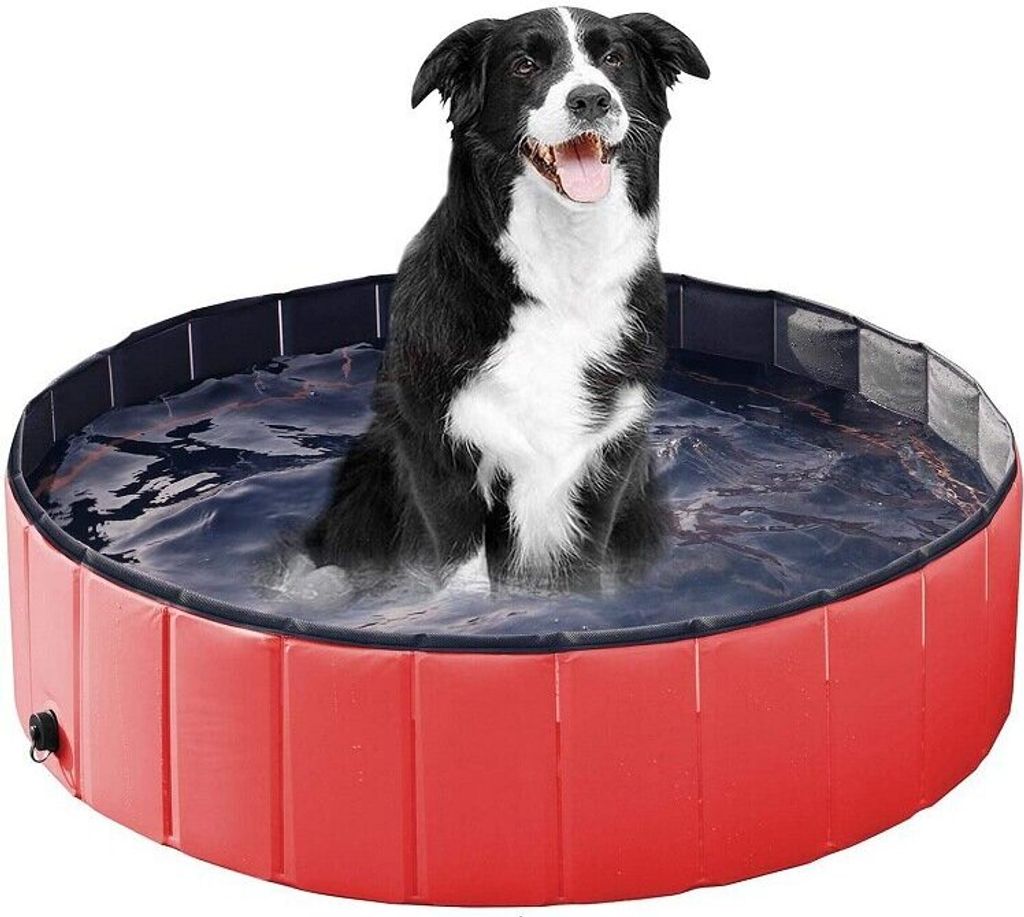 PVC Pet Pool Collapsible Dog Bath Tub Outdoor Portable Paddling Bad Katze Hundereinigung Zubehör - Red L