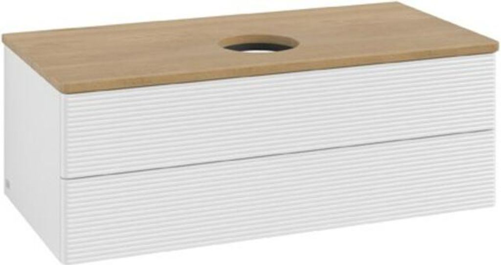V&B Waschtischunterschrank mit Frontstruktur Antao 100x36x50cm, WBP hon. Oa, glo wh. Lac