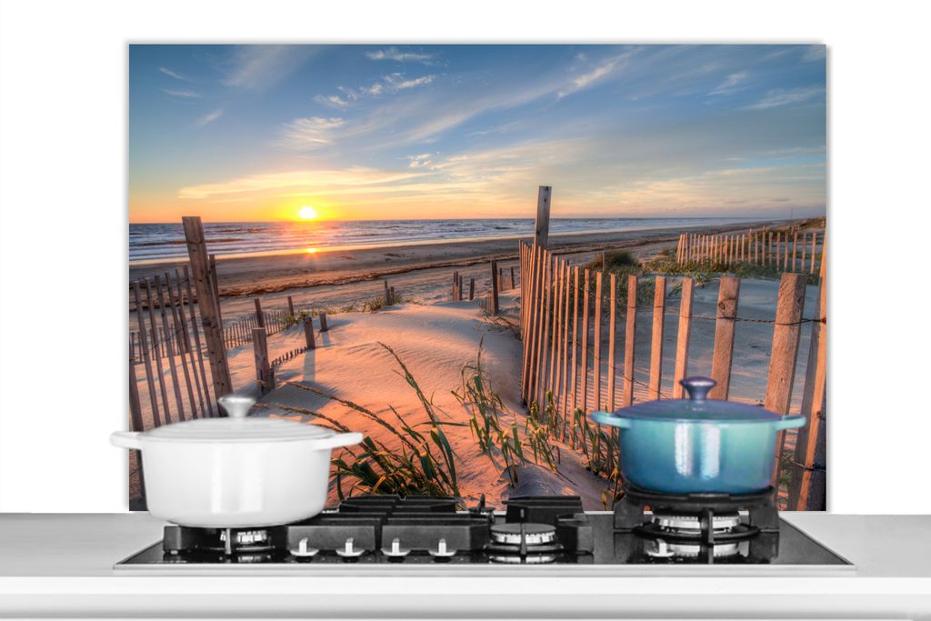 KitchenYeah Spritzschutz Küche - Küchenrückwand - Wandschutz für Herd und Spüle - Strand - Meer - Düne - Sonnenuntergang - Landschaft 100x...