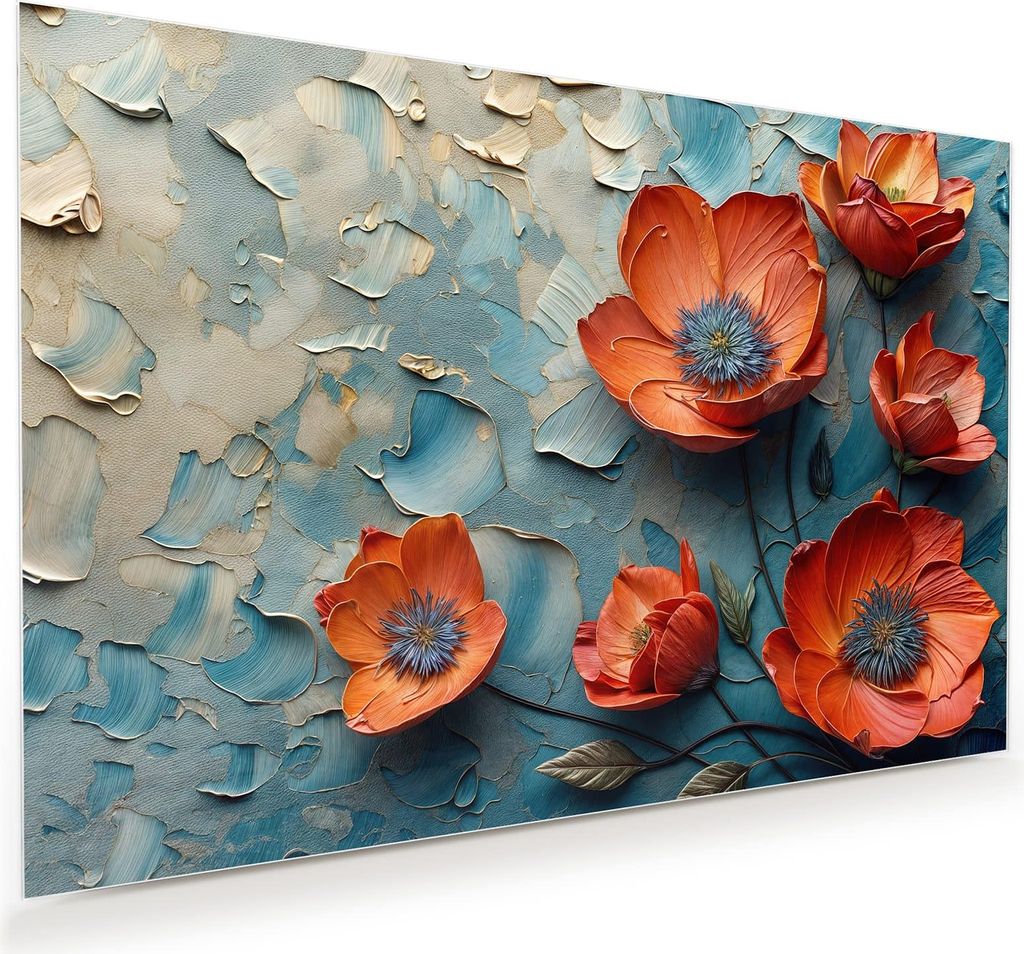 Glasbild 60x40cm in XXL für Wohnzimmer, Schlafzimmer Motiv Blumenmeer