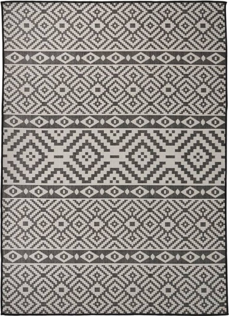 Eleganten-Stil Outdoor-Teppich Flachgewebe 200x280 cm Schwarz Gestreift DE6822112