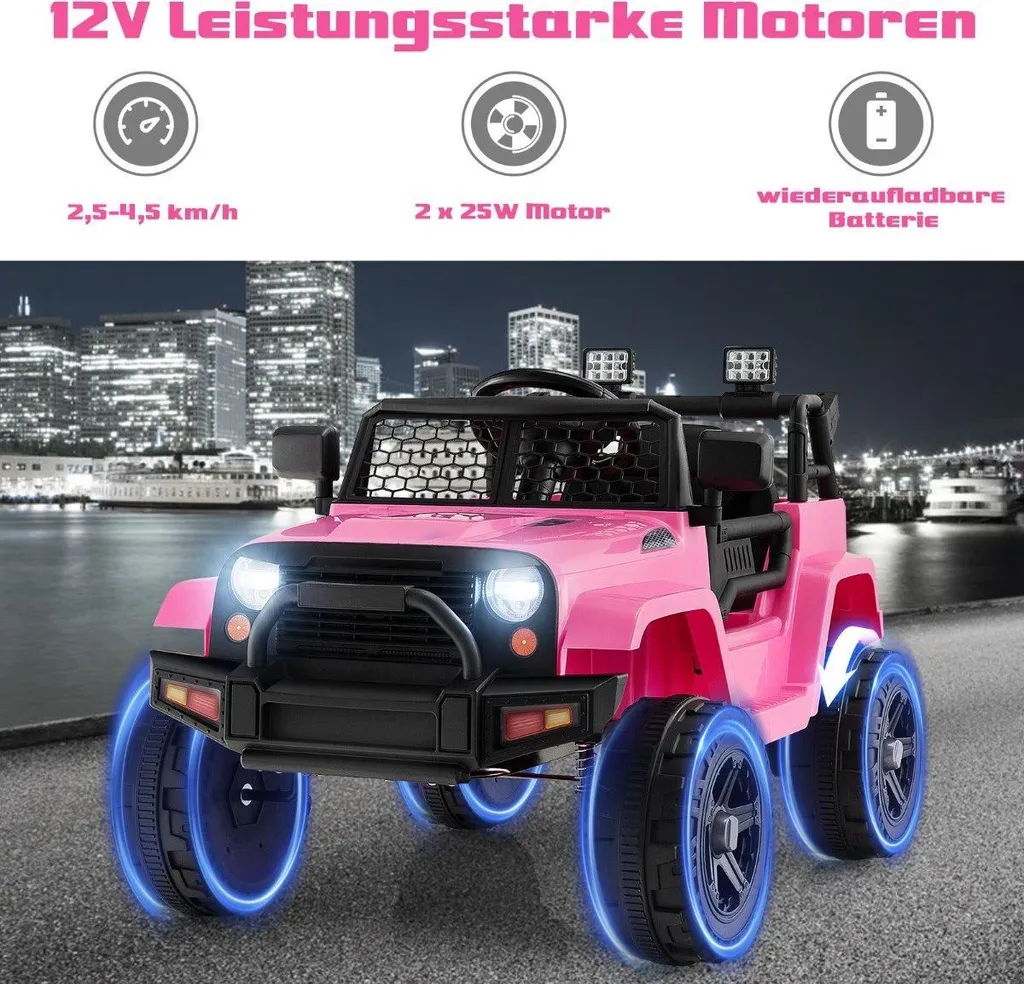 Véhicule électrique enfant 12V rose avec télécommande parentale et MP3 - 2