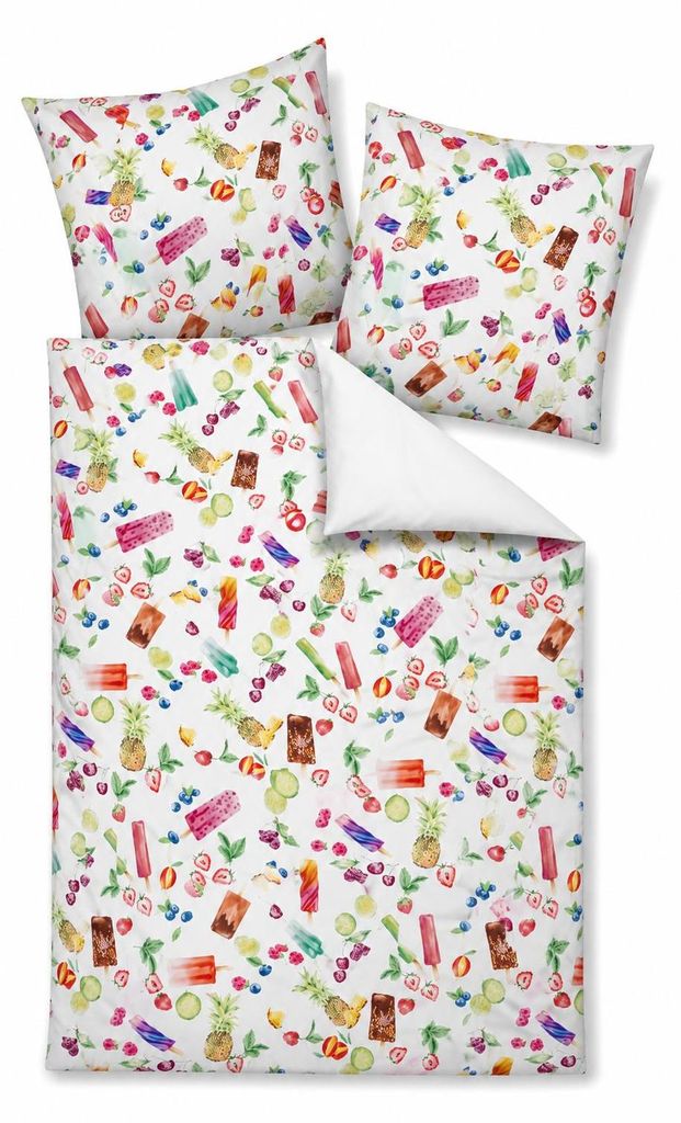Janine Modern Art Mako Satin Bettwäsche - Früchte und Eis Produktbild  KI-generiertes Bild