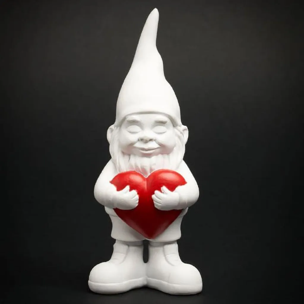 Statue Nain Blanc Amoureux 50 cm : Décoration de Jardin en Résine Design