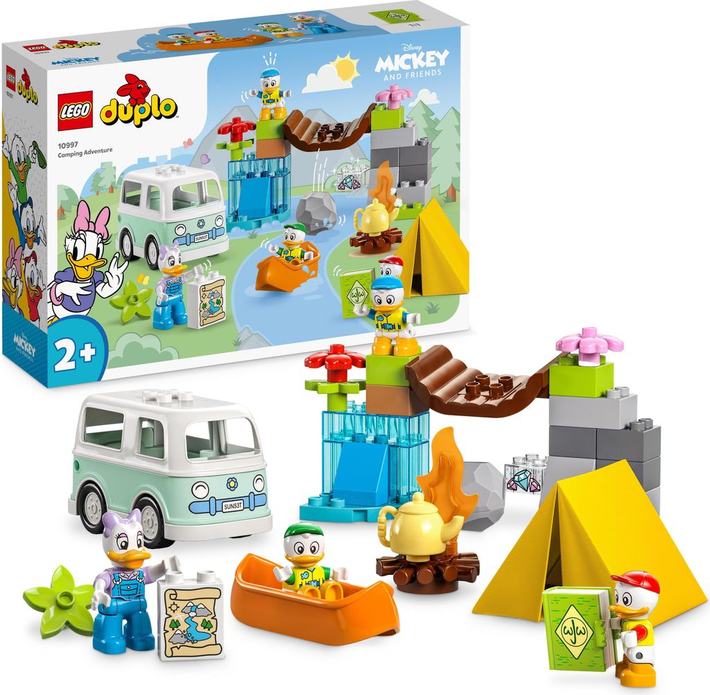 LEGO 10997 DUPLO Disney Mickey and Friends Camping-Abenteuer Set mit Wohnmobil, Kanu und Daisy Duck Figur, Bauspielzeug Geschenk für Kleinkinder a...