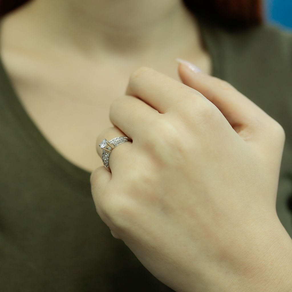 0,61 Carat Diamant Solitär Ring Antragsring 14 Karat Weißgold
