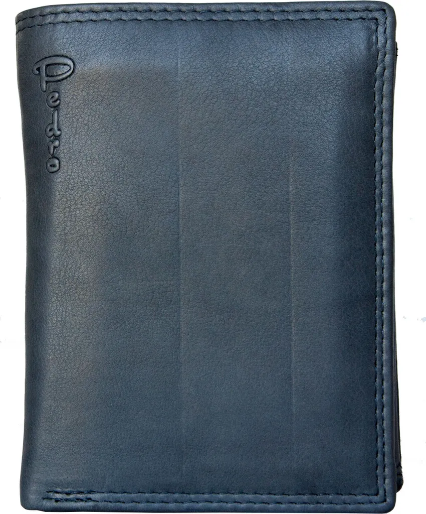 Portafoglio Grigio-Blu Vera Pelle | Basta Plastica, Scegli la Qualità