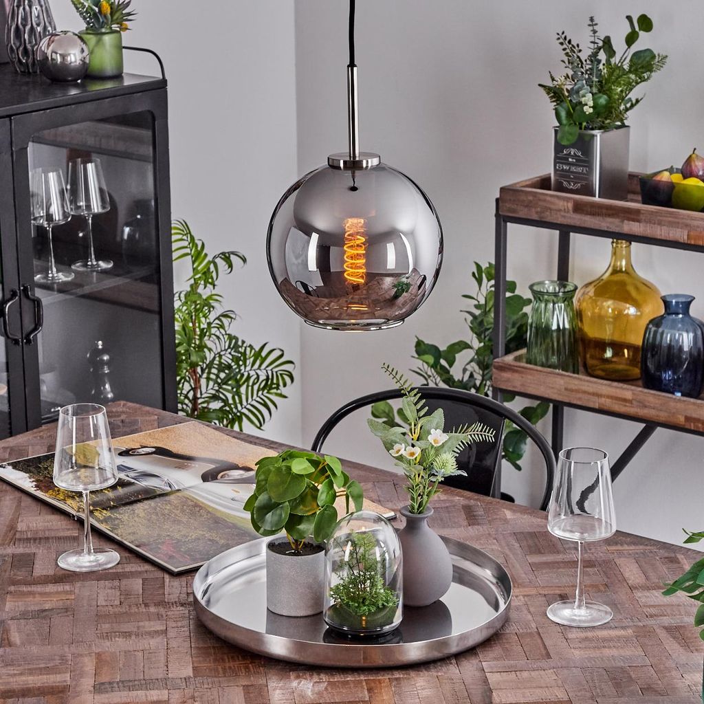 Cesaro Hängelampe Metall/Glas Leuchte 1-flammig  Schirm aus Produktbild 