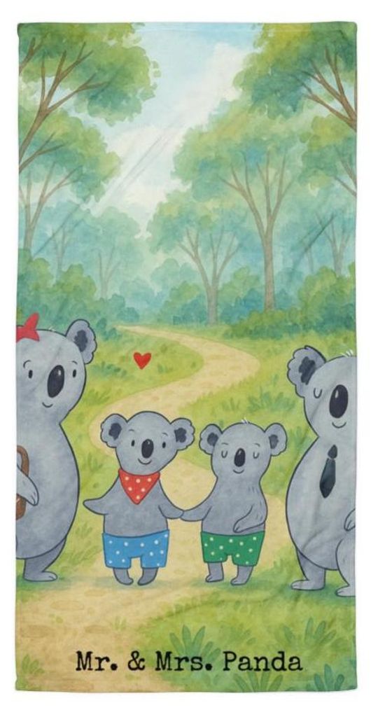 Mr. & Mrs. Panda Strandtuch Koala Familie zwei Design - Weiß - Geschenk, Reisehandtuch, Koalabär, Muttertag, Badehandtuch, Duschtuch, Großes, Ha...