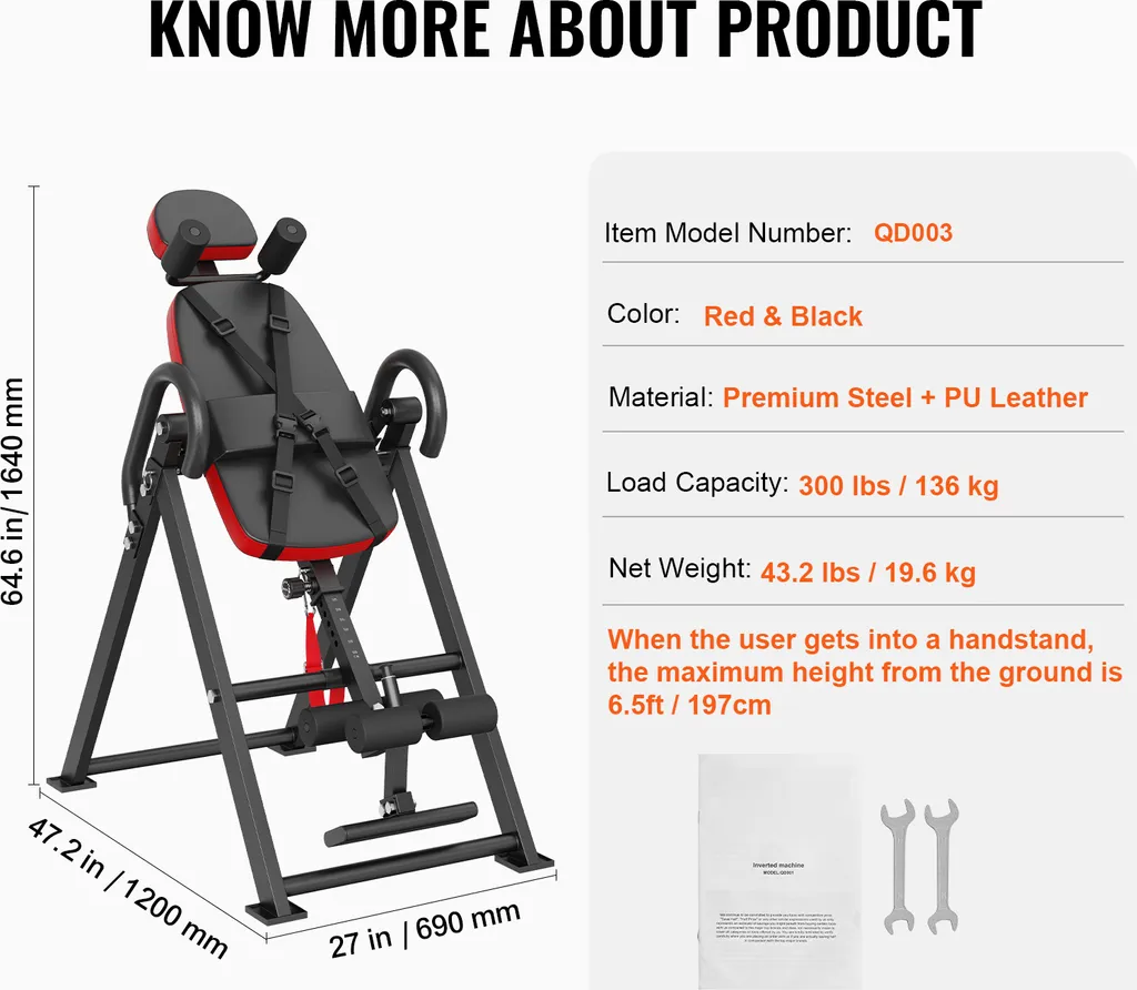 Appareil d'Inversion et de Musculation pour Décompression Dorsale 300 lbs