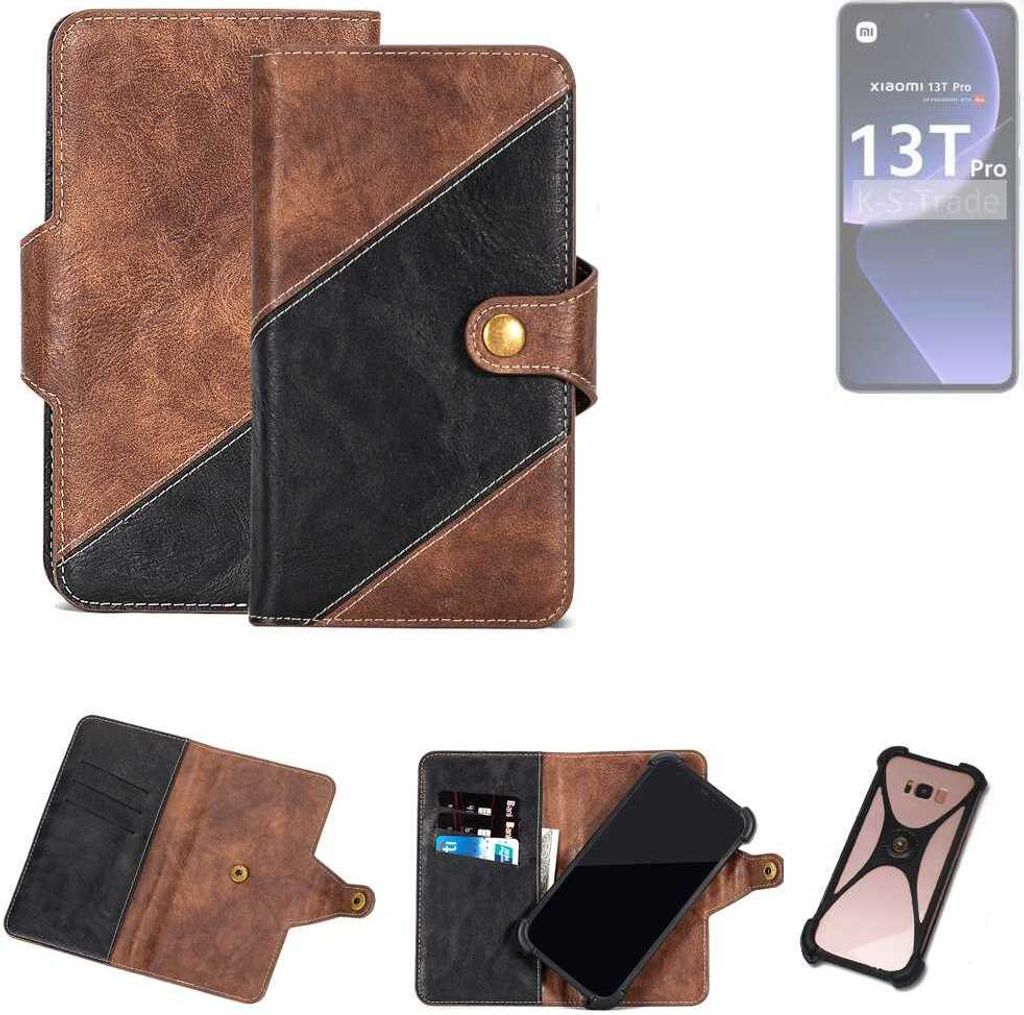 K-S-Trade Handyhülle Schutzhülle Bookstyle Case kompatibel mit Xiaomi 13T Pro Klapphülle Cover Hülle Schutztasche 1x