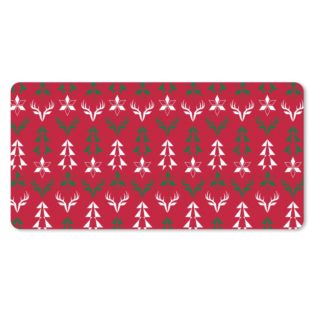 MuchoWow Mauspad Mousepad Hirsche - Muster - Weihnachten 60x30 cm - Mousepads - Maus Mat - Pad - Mausunterlage - Nachhaltig