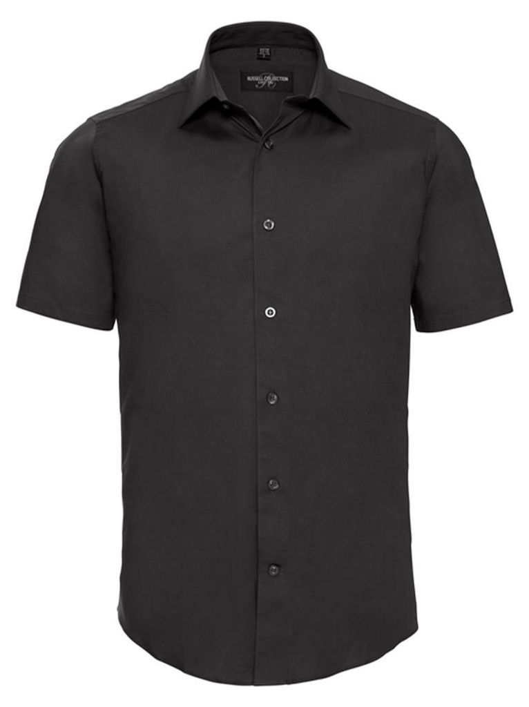 Russell Collection - Hemd für Herren kurzärmlig LT3728 (4XL) (Schwarz)