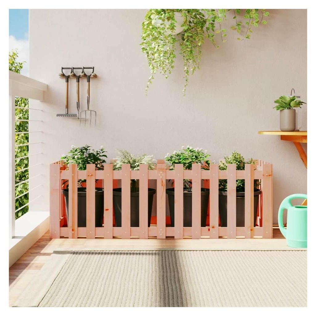 Hochbeet mit Zaun-Design 150x50x50 cm aus Douglas-Holz