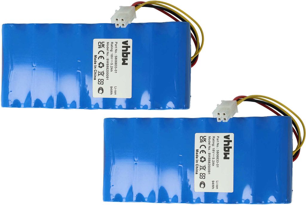 vhbw 2x Akku kompatibel mit Husqvarna Automower 320, 430X bis BJ 2019/2020, 420 bis BJ 2019/2020, 330X Rasenroboter (5200mAh 18V Li-Ion)