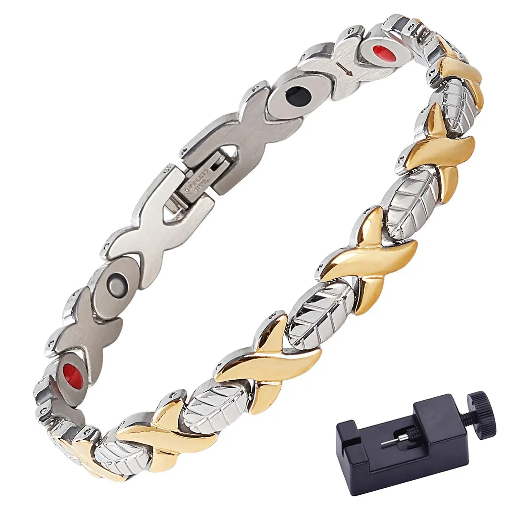 Desire of Goods - Bracciale magnetico - Gioielli - con accorciatore - Donna/Uomo - Argento/Oro